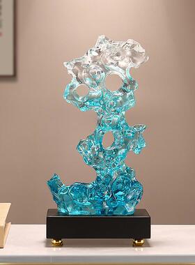 新中式轻奢板假山小植物摆件样间客厅术太湖石桌艺面软装装JTP饰