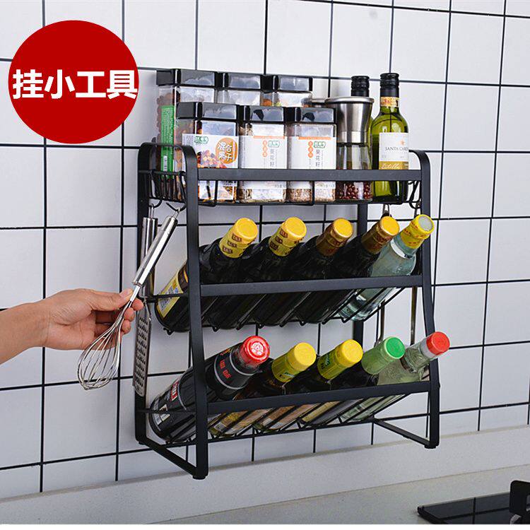 厨房置物架调料架壁挂调味架免打孔家用台面酱油瓶油盐酱醋收纳架