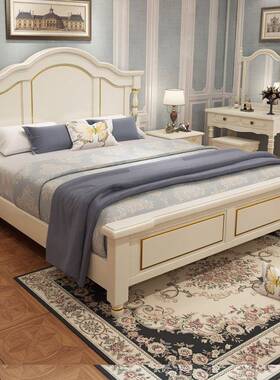 新款美式乡村简实木床现代轻约奢婚床JCF1人.8米双储物高箱全实木