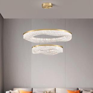 店841房全铜轻奢波浪高端客厅吸顶灯树脂金箔网样红板酒房间灯圆