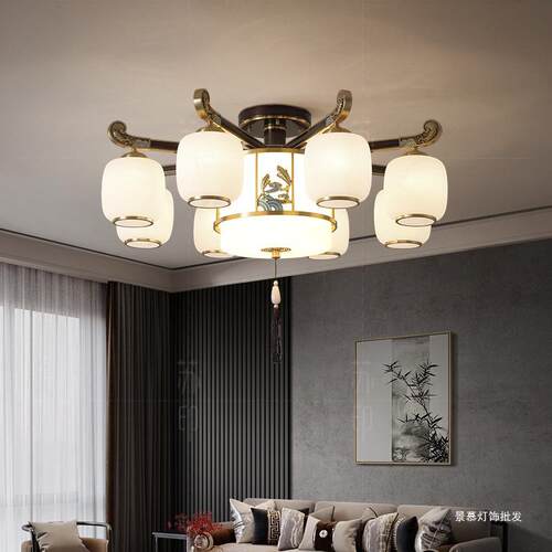 苏印 新中式吸顶灯低户型客厅灯中国风设计师餐厅别墅全铜吊灯