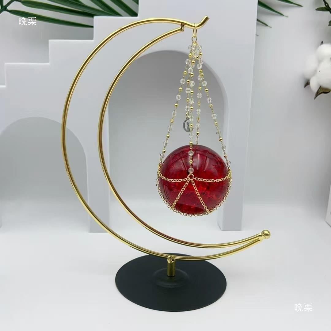 金月亮吊篮属晶t$*&lznj球底水座球艺托水晶工品支架