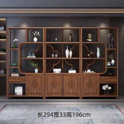博式古架实木多宝阁家用办公室隔断架摆件架中列无品牌/陈柜新茶