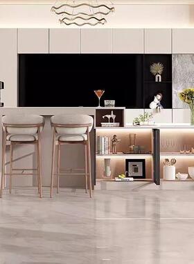 定制实吧台桌家用岩板一体餐边柜木客厅隔靠墙酒柜发NOA沙靠背柜