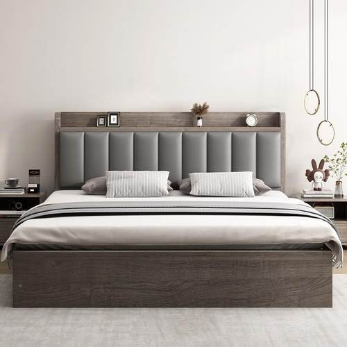 米实木5床简约现代加厚床18双人主卧1米的出租房家用1米USS2单人