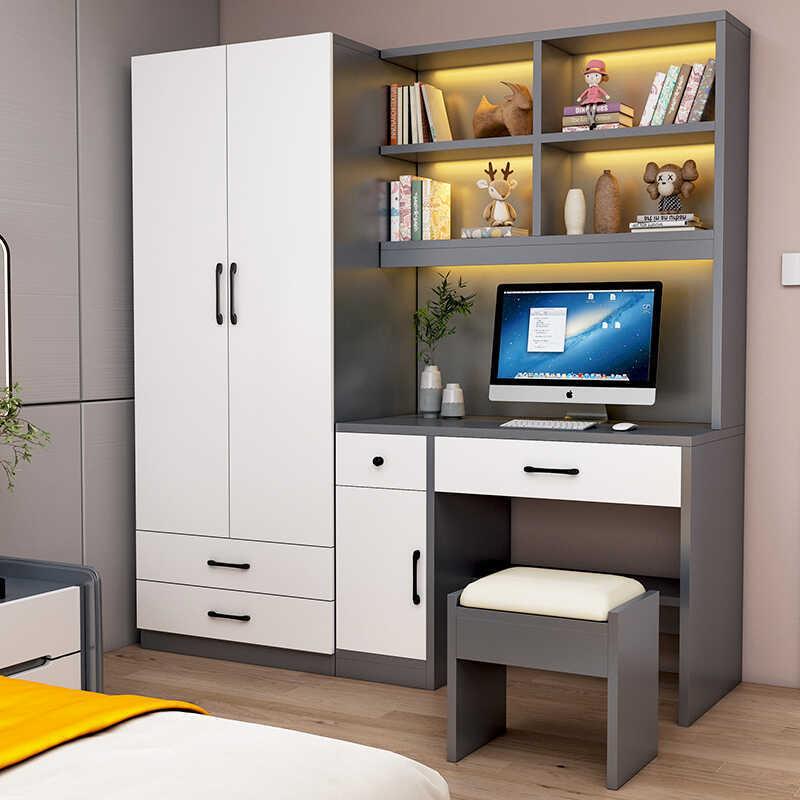 书桌带组衣柜一室体儿童房电脑桌书柜合家用卧带书架NT536木实学