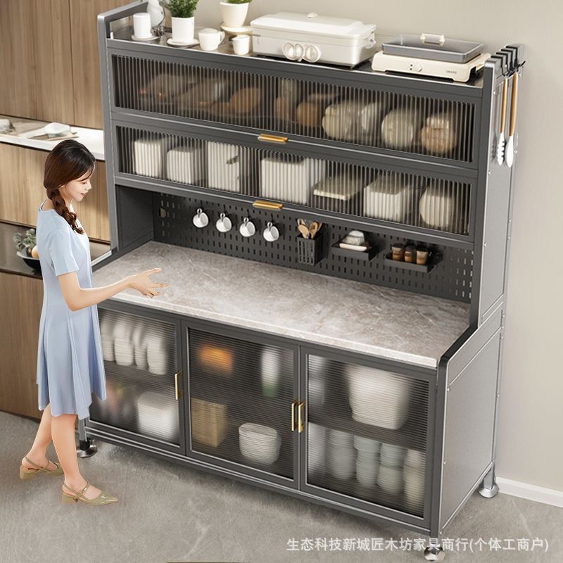 特厚岩板厨房置物架多层多功能餐边柜储物柜子婴儿喂养台收纳橱柜