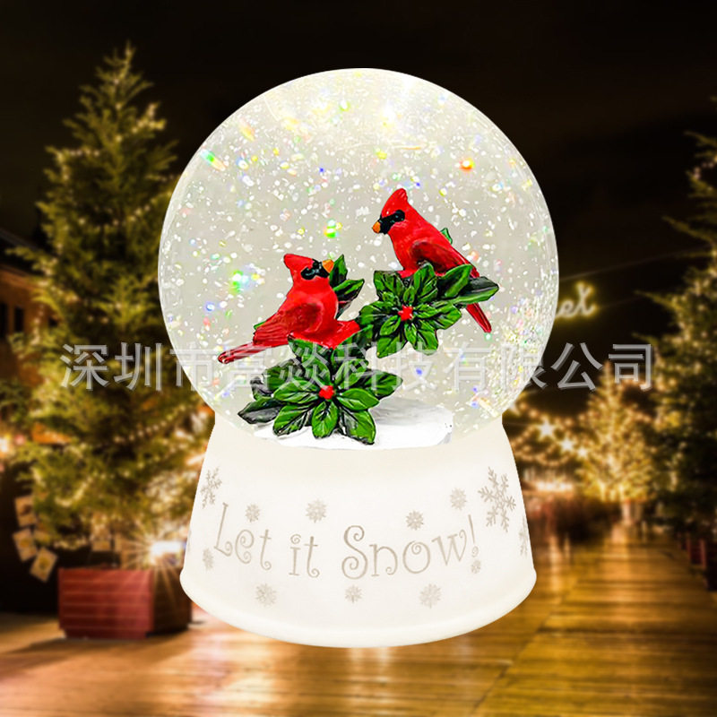 2红鸟LED发光水晶球音乐盒