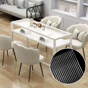 美甲桌钢化玻璃美甲桌子网日927包式 约单人双人红桌子美简甲 套装