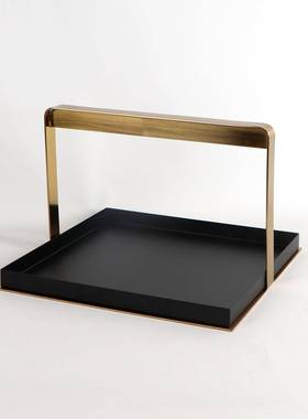 新装中式金属MC-TY-60提篮盒盘分格铁艺摆件样板房间客厅茶几提盒