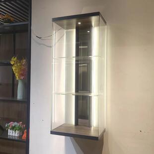 轻奢铝合金边框玻璃门壁柜简约带挂灯客厅示展收无品牌/架纳置物