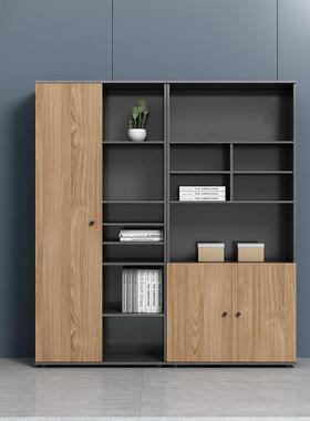 文件办公室木FEQ质背书景柜柜储物资料柜子带锁柜经理室黑色柜衣