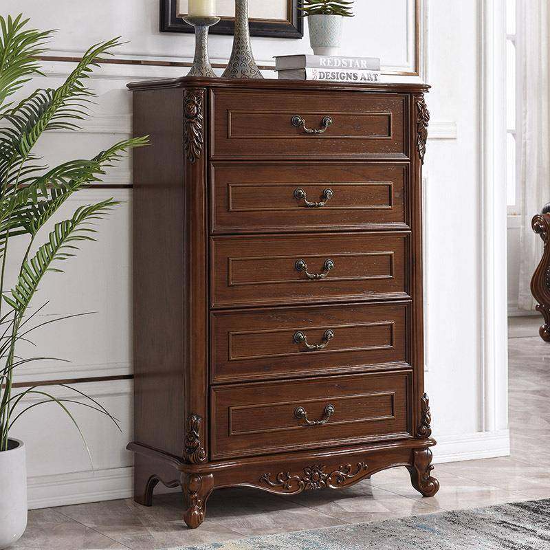 全实木斗五斗柜欧式多功能三斗橱收简现DM001代卧室储物纳柜美式