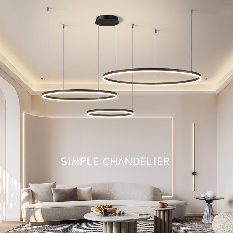 客厅灯极简大气客厅灯现简约吊法轻奢五式环916圆环卧室餐厅灯代0