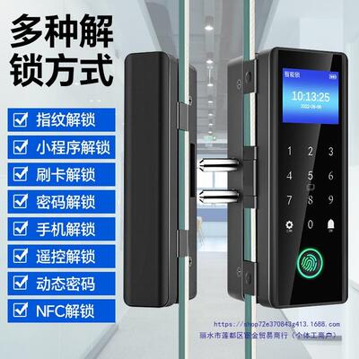 密码公锁玻璃门指纹BL168生锁单开双门免开有孔子框无框办室门禁