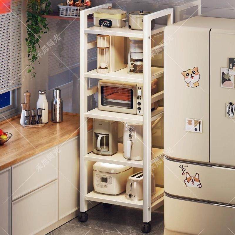 10032737抽拉式置物物架厨房落地多储层夹缝纳架家收用烤箱微波炉,厨房/烹饪用具,抹布架/厨房清洁收纳架,淘宝优惠券,粉丝福利购,淘宝优惠卷