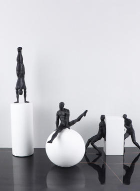 现代抽象运动人物体操男书房雕塑摆件样板房售楼大厅软装人体摆件