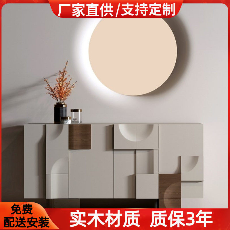 白色钢琴烤漆餐边柜实木艺术玄关柜简约现代茶水柜储物收纳柜整装