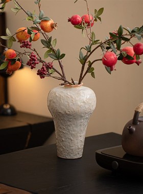 道仟志野烧复古花瓶侘寂风窑变花插高档客厅桌面陶瓷摆件水培花器