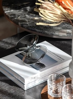 现代简约彩色玻璃创意陀螺设计客厅摆件时尚现代样板间家居饰品