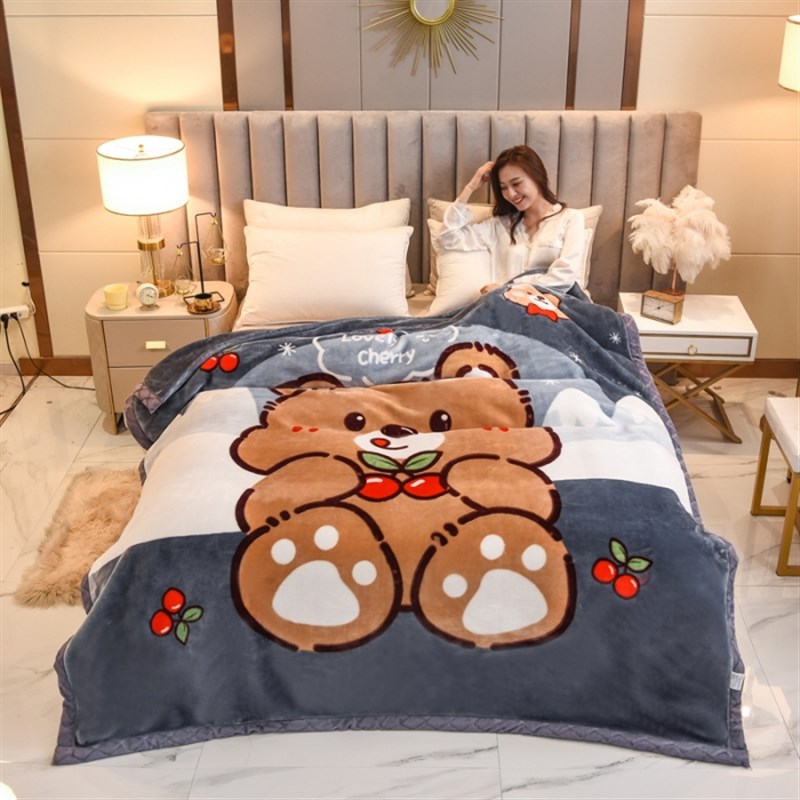 2023秋冬新款双层加厚拉舍尔毛毯保暖法莱绒毯子海门叠石桥家纺