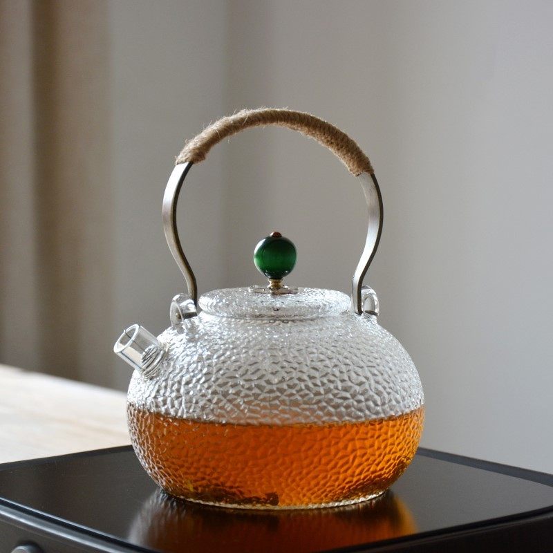 锤纹耐高温提梁玻璃壶电陶炉耐热煮茶壶直火加热烧水壶泡茶水茶具