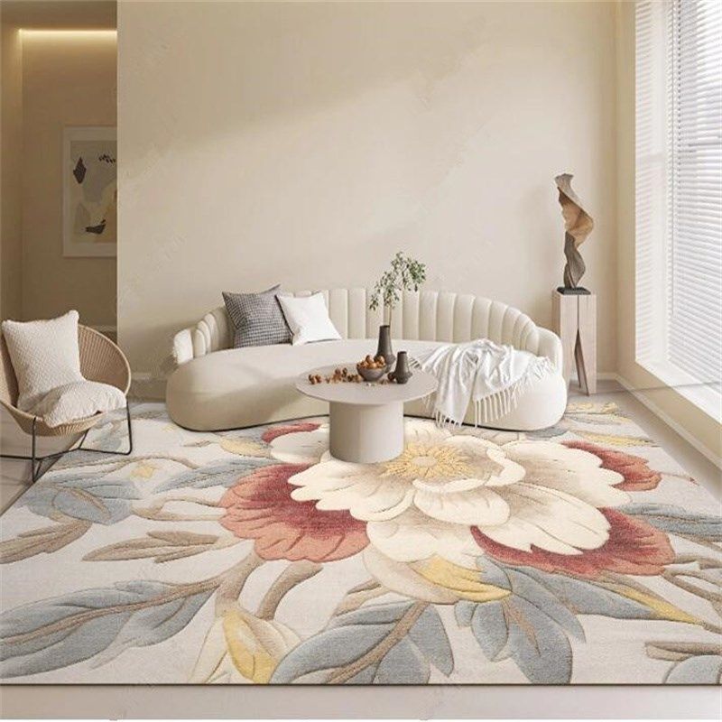 花朵中式欧式花卉地毯花纹加厚仿羊绒冬天不掉毛客厅卧室床边床尾