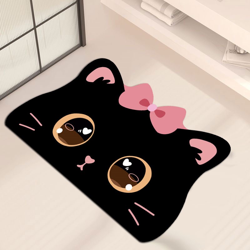 猫咪浴室地垫异形可爱硅藻泥吸水速干家用卫生间门口洗澡防滑地垫
