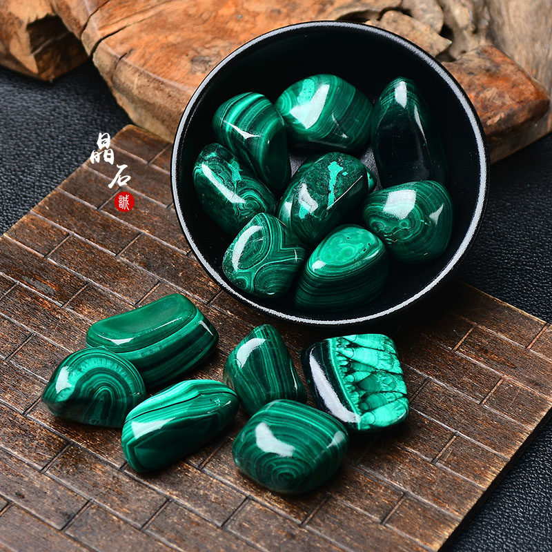 天然孔雀石原石摆件大颗粒水晶碎石矿石标本教学鱼缸石造景装饰