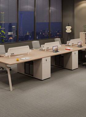 新款职工员办公桌椅2/4/6人员工桌椅组合TWK简现约代屏室风位办公