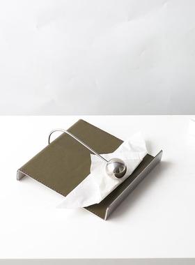 现代金轻奢皮质25285属纸巾客架餐巾纸压厅餐厅点餐桌酒店台面定