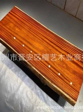 奥IGH坎金檀实大板桌2米3米货原木整板黑现檀茶桌老板黑电脑木会