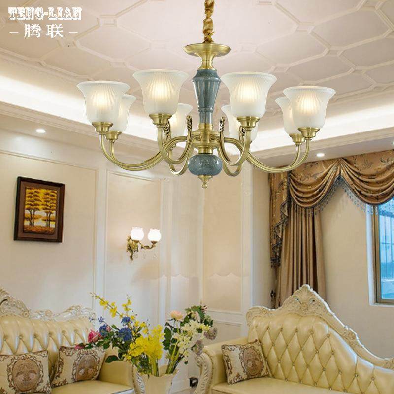 复吊古全陶06655瓷客厅书灯美式大铜气卧室餐厅房间复式楼房过道,家装灯饰光源,智能吊灯,淘宝优惠券,粉丝福利购,淘宝优惠卷