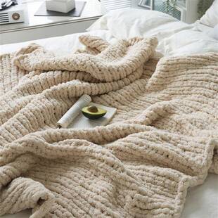 粗棒针手工编毛毯轻奢NXH针织织毯沙软发装家居搭盖毯薇斯琦