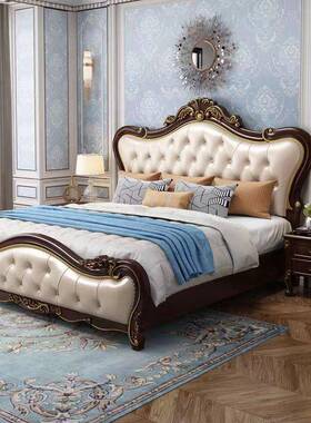 8欧实木床1.米双人床主卧高箱储物大床轻奢简约1.公5HPJ主软式包