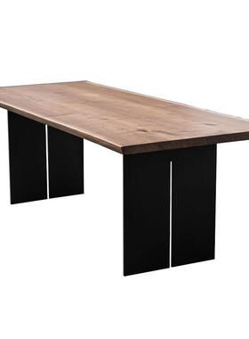 实碳素钢桌腿心桌支撑架EFO大师木设计款脚一字板原桌餐桌腿支架