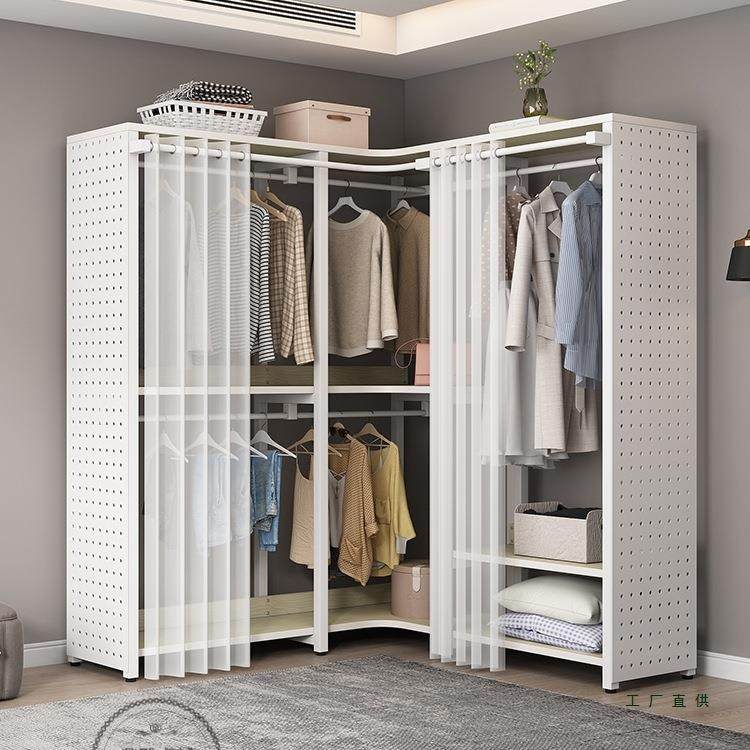 多功能金属角衣帽架带防板尘转帘衣落地洞洞挂衣985架一体柜卧室,住宅家具,组合衣架,淘宝优惠券,粉丝福利购,淘宝优惠卷