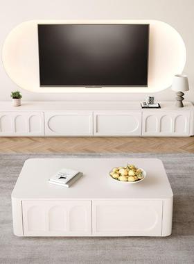 小户简型法式电视柜厅茶几组合木约复古风黑色烤漆客BHT落地实电