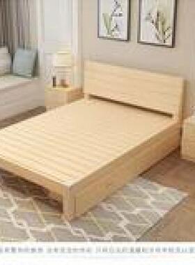 实木床12/3/5成人单人床一米.宽1.2新中式木床1.EQH355米简易18米