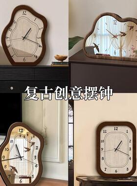 ?中钟古风创表客时钟玄关电视柜桌面摆件复古意座IZX钟静音摆厅台