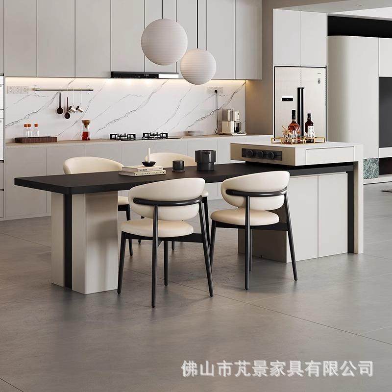 意餐现代岛台餐桌一体家岩用高端厨房餐厅JID黑色板中岛式台桌椅,住宅家具,岛台,淘宝优惠券,粉丝福利购,淘宝优惠卷