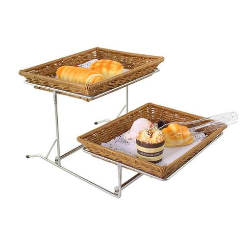 xyt双层果托盘架面糕包蛋藤水篮仿编织带盖多层自OTF助餐甜品点心