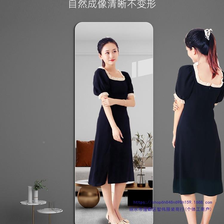 玻璃镜子贴墙自粘贴全身穿上衣镜家用高清在墙的不实变形真HLM试