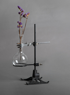 工业风铸铁金属实验室花架烧瓶型花器玻璃花瓶摆件装饰手冲咖啡架