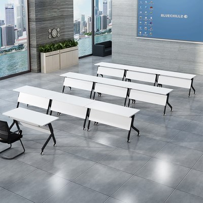 会议桌可移动折叠桌椅组合长条培训辅导班课桌椅翻板可拼接办公桌