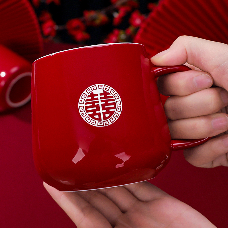 结婚对杯漱口杯洗漱杯敬茶杯刷牙杯情侣一对婚庆新人创意陶瓷杯子