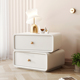 奶油风床头柜圆形可旋转简约现代卧室收纳柜白色实木创意床边柜
