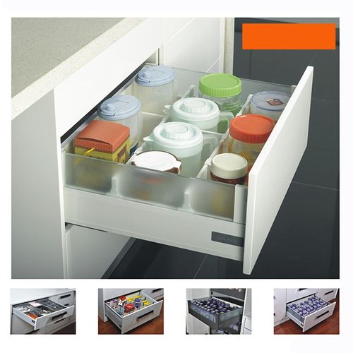 GARIS格瑞斯百变星阻尼骑马抽屉橱柜全拉出三节缓冲导轨铁灰超薄