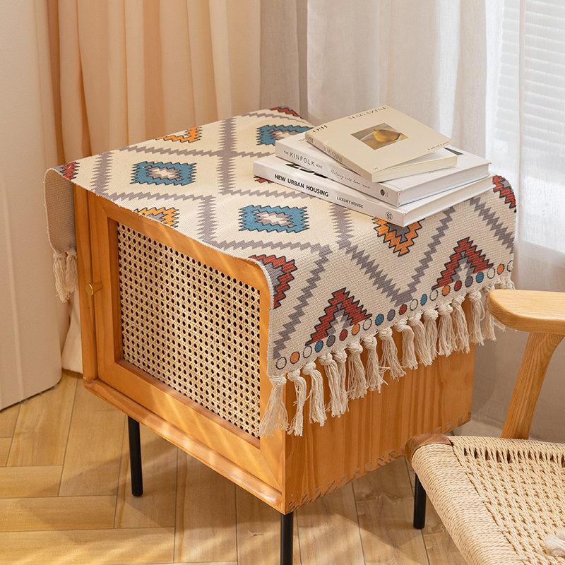 民族风桌布棉线编织茶几桌布简约现代茶桌桌旗卧室床头柜长条桌巾,居家布艺,桌旗,淘宝优惠券,粉丝福利购,淘宝优惠卷