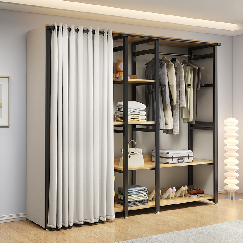 全钢架衣柜家用卧室简易组装结实耐用出租房屋经济型开放式布衣橱